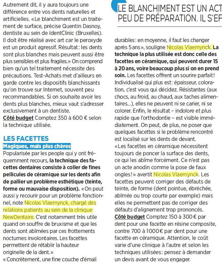 Newdentaire surligné - Article de presse